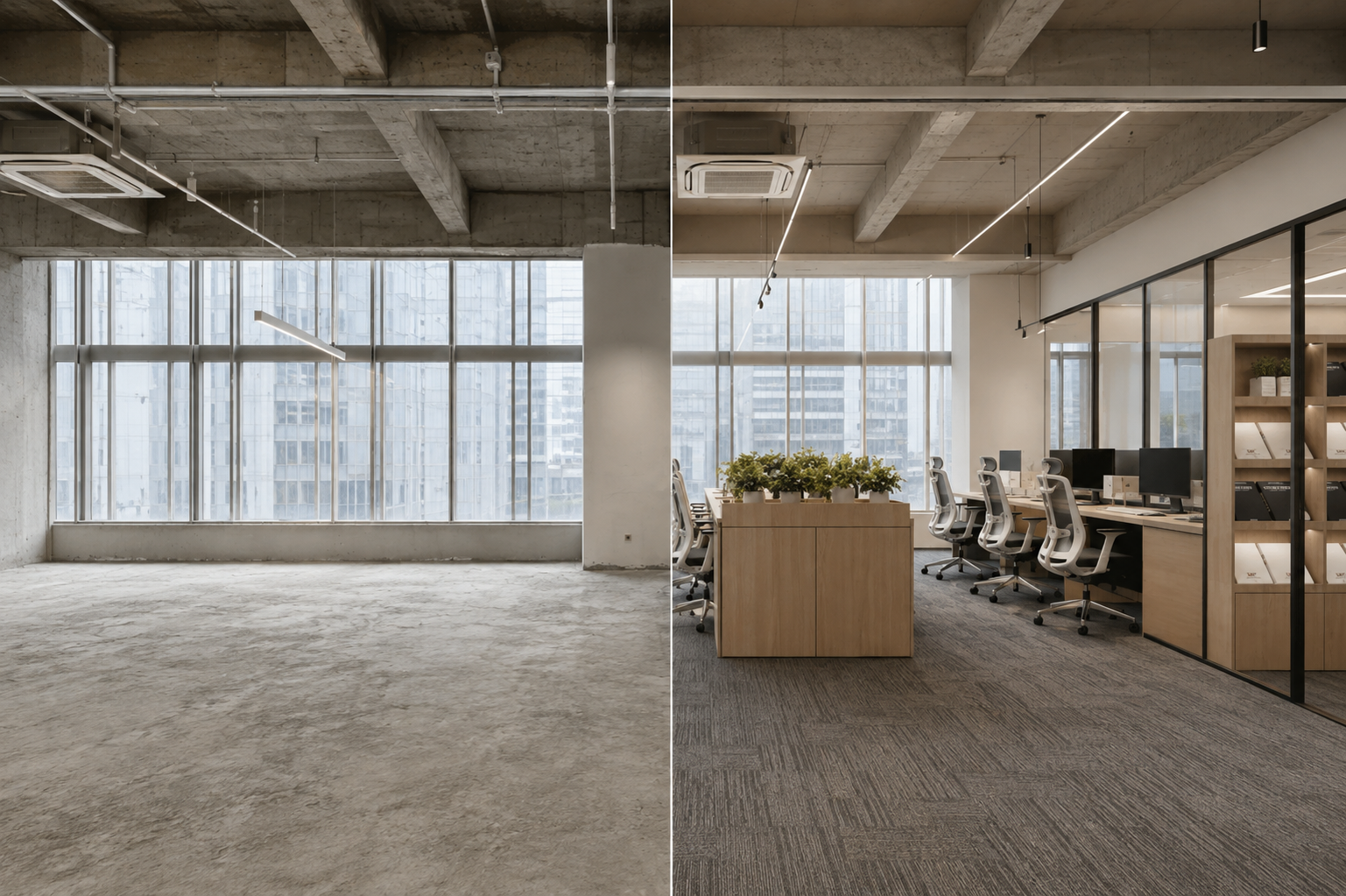 Hong Kong office renovation before and after